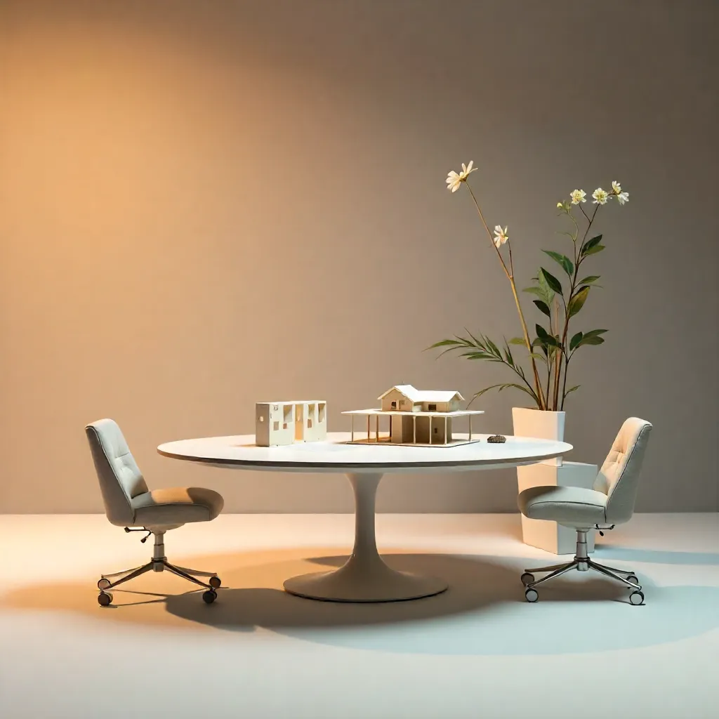 Team bespreken van landschapsontwerpen met klanten