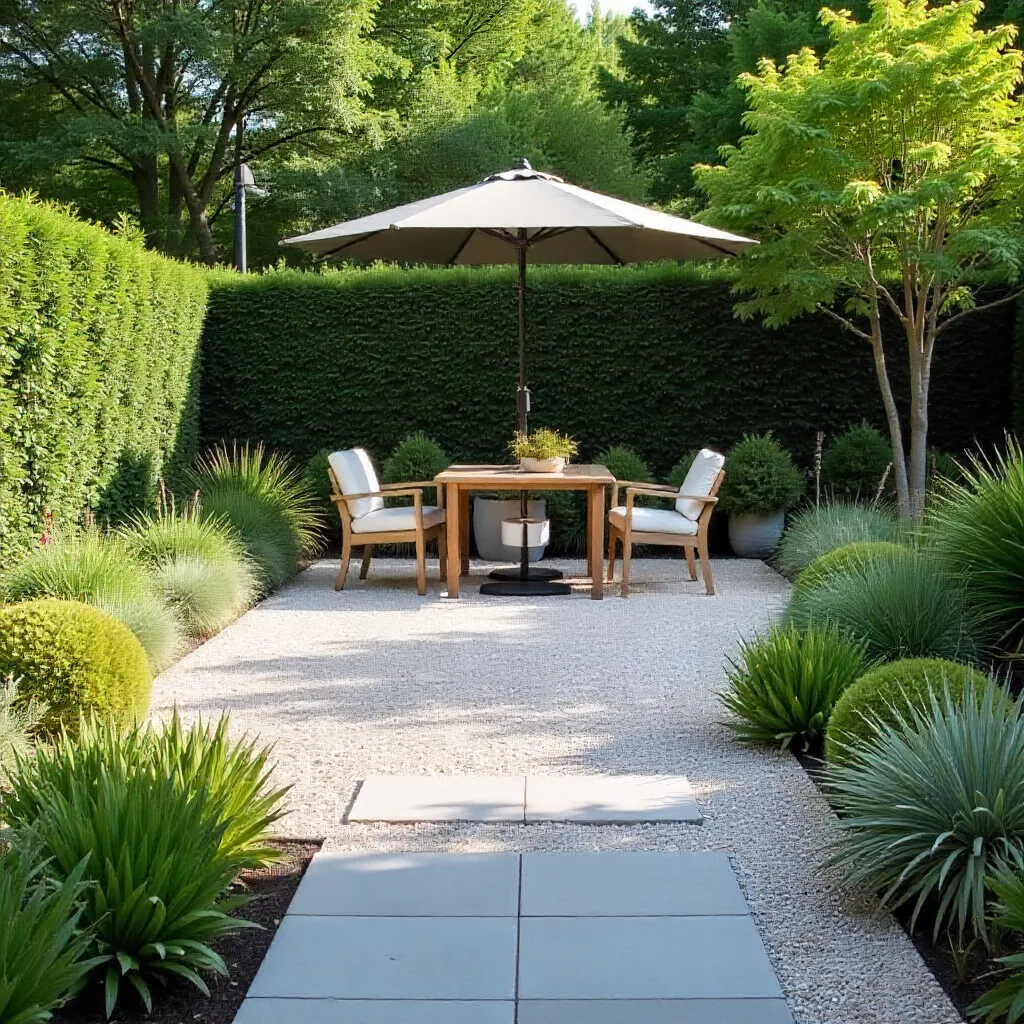 Gedetailleerd tuinontwerp met planten en bouwmaterialen